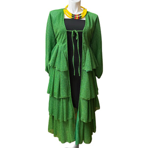 Sparkly Ruffle Tiered Duster Green