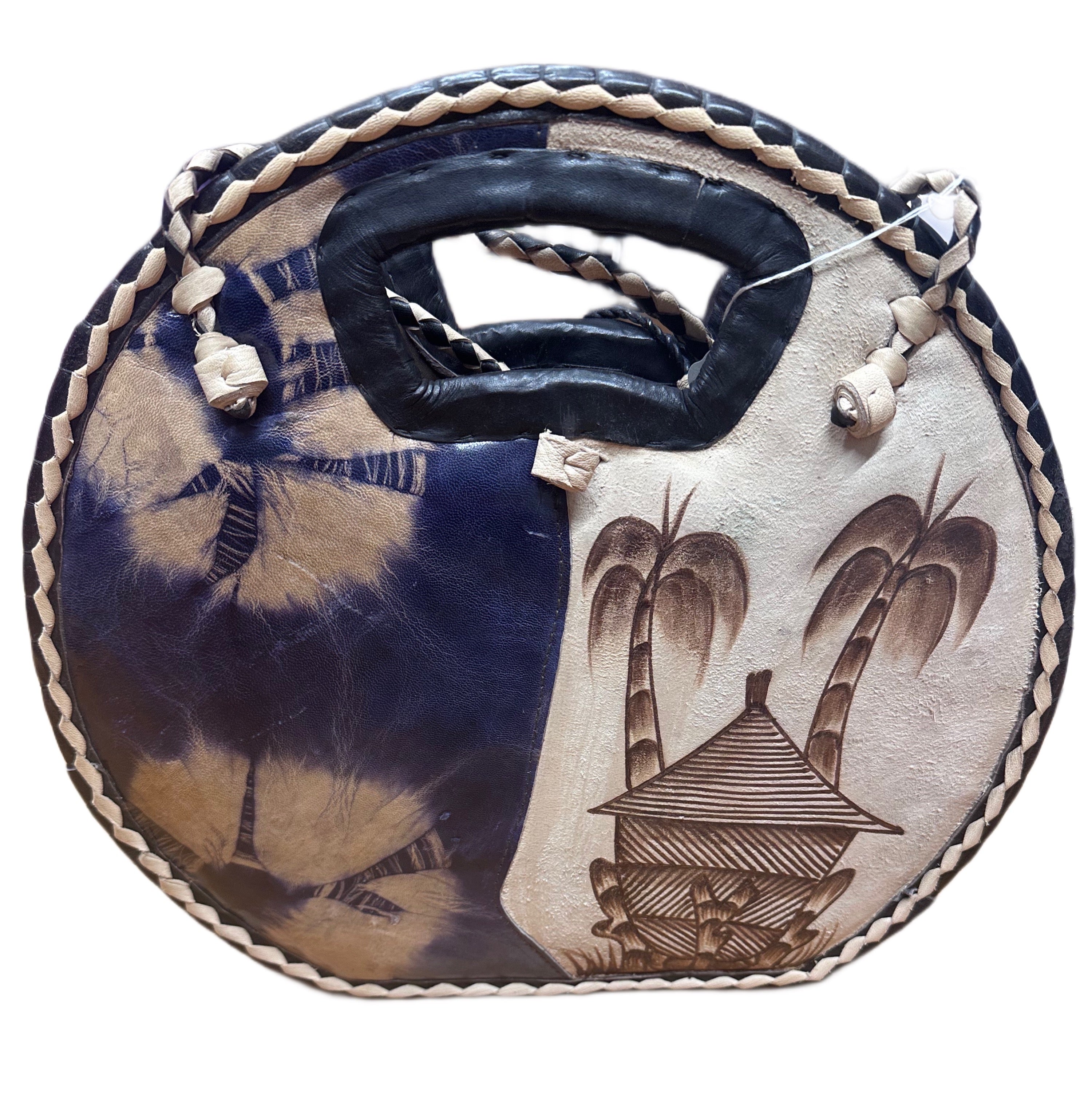 Handmade Round Bag with Painted Details