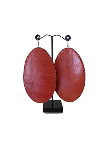Large Oval Leather Earrings