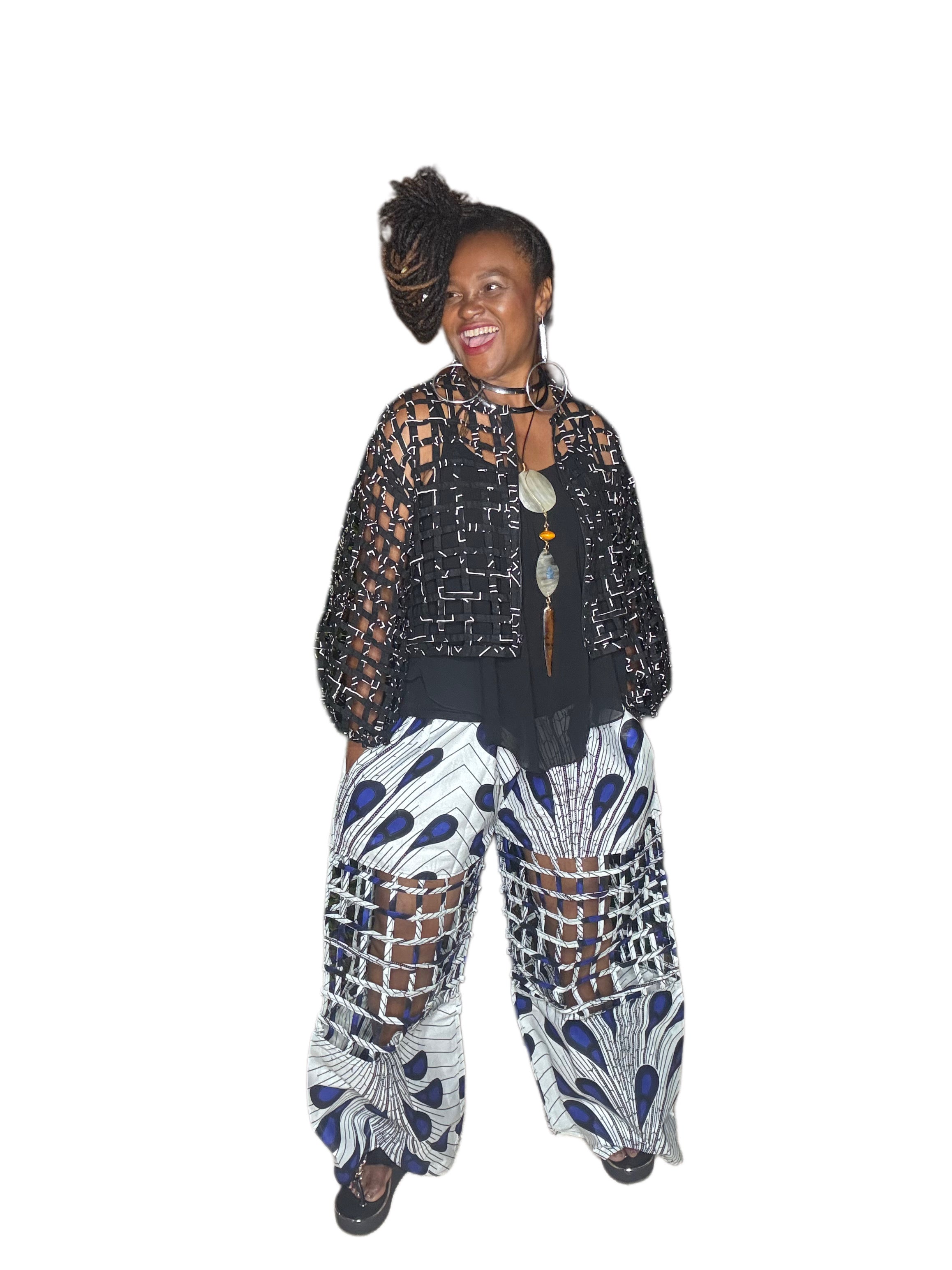 Cage Palazzo Blue Print