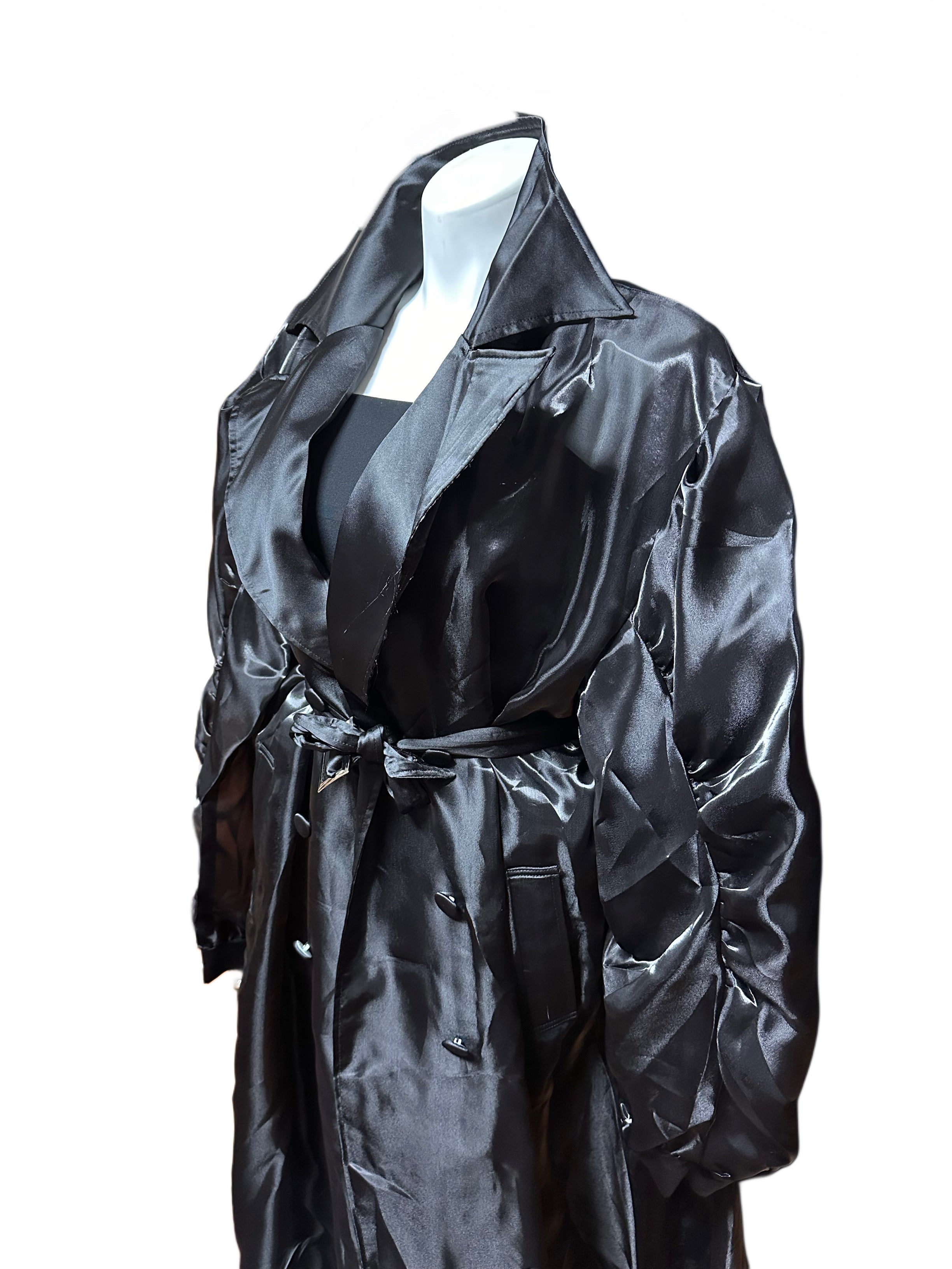 Liquid Black Sheer Crepe Duster