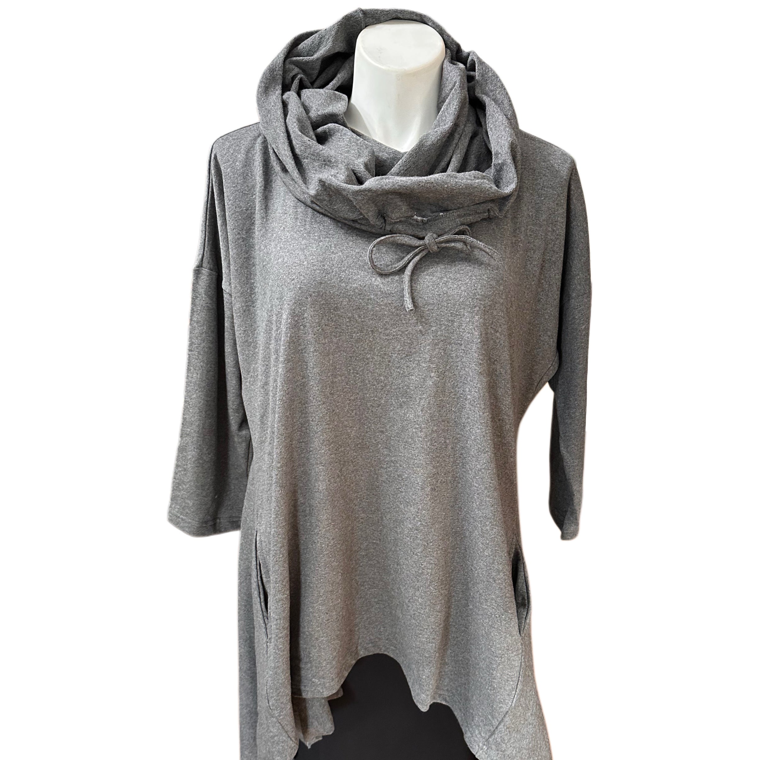 Removable Collar Tunic Top Gray
