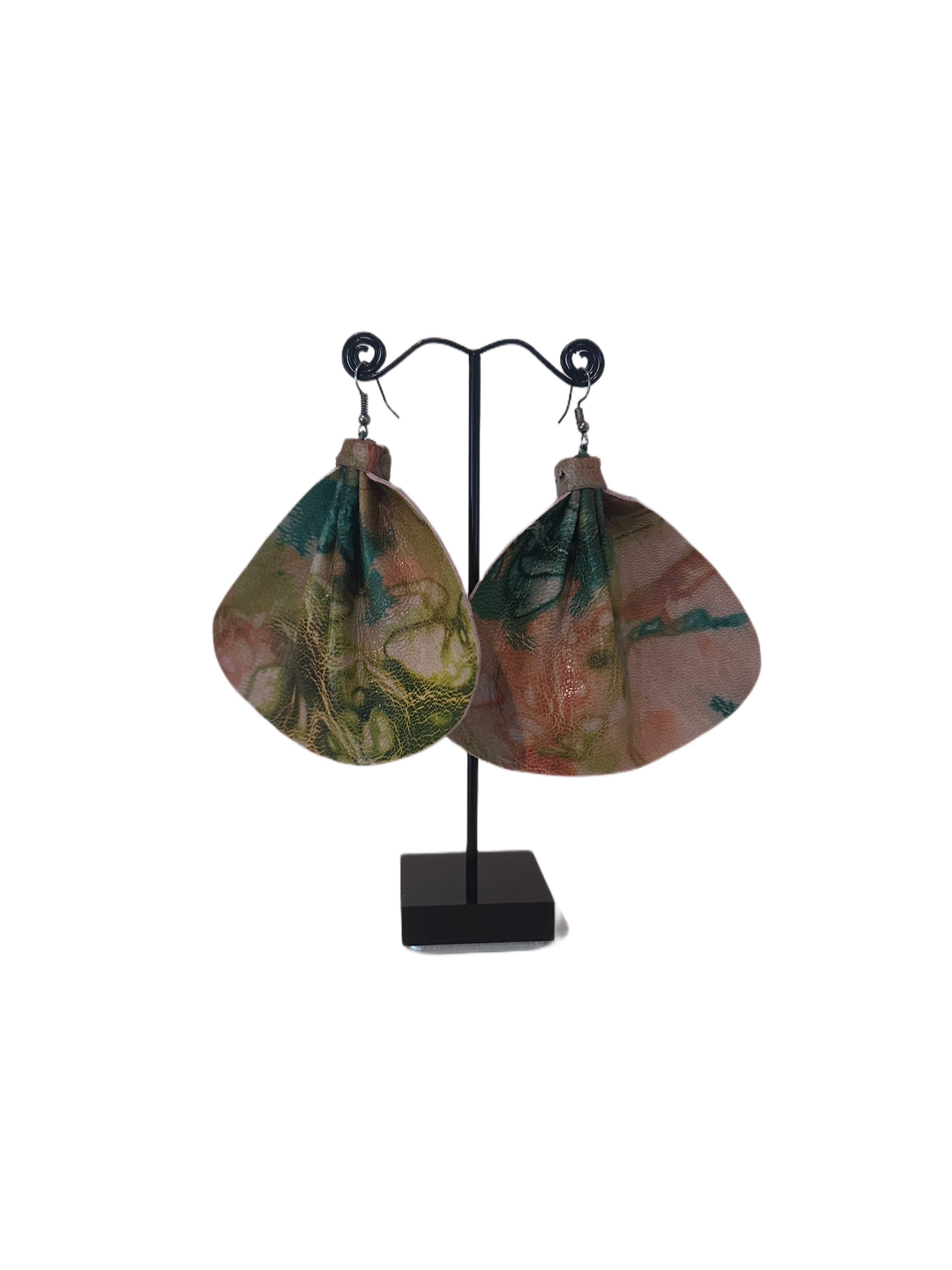 Small Leather Fan Earrings