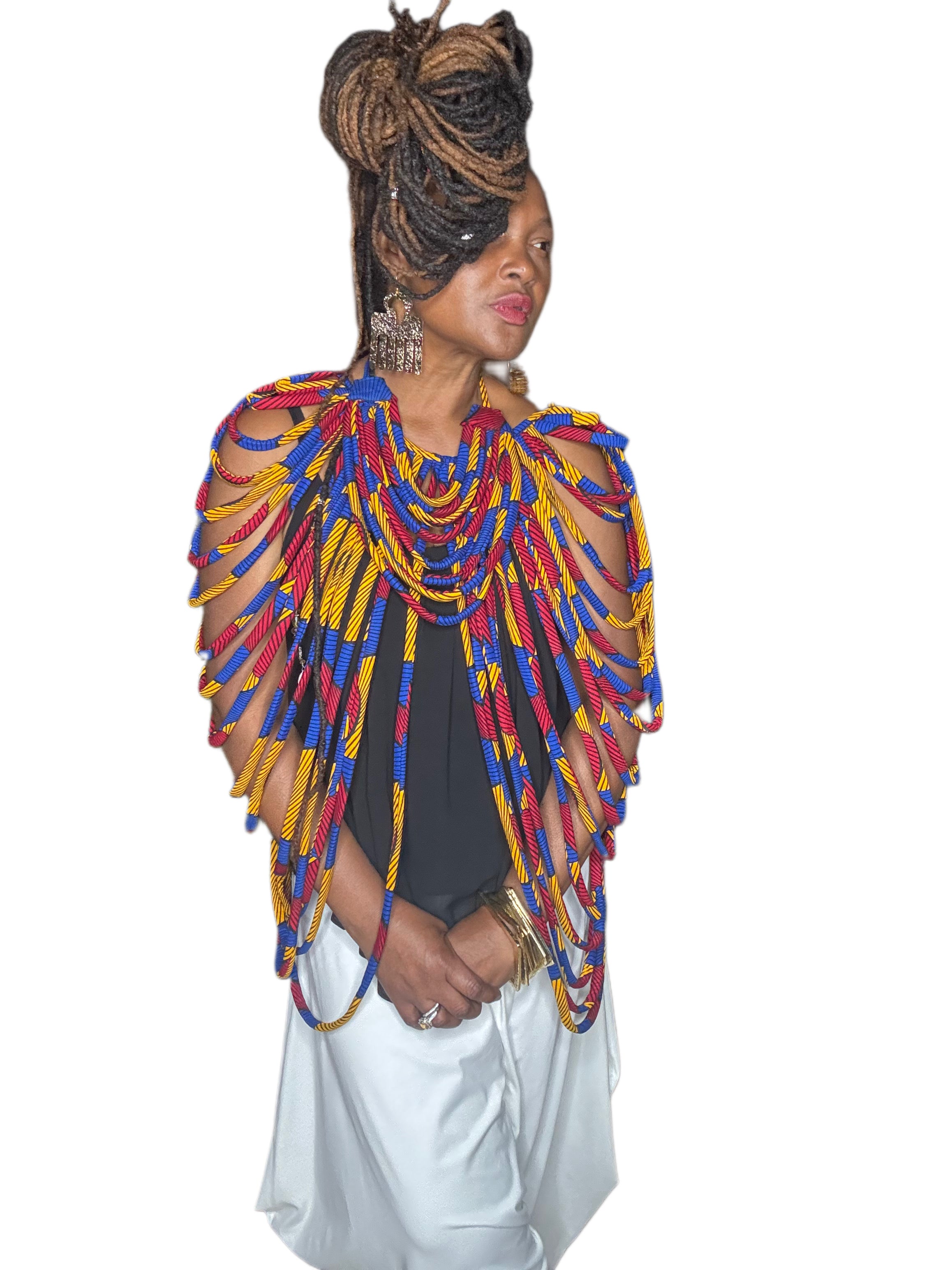 Kente' Body Adornment 2-Piece Set Red & Blue
