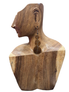 Triple Circle Beaded Brown Earrings