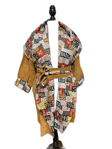 Reversible Faux Suede Belted Hoody Jacket