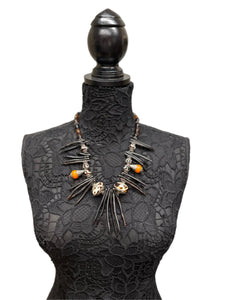 Handmade Agate and Black Coral Necklace