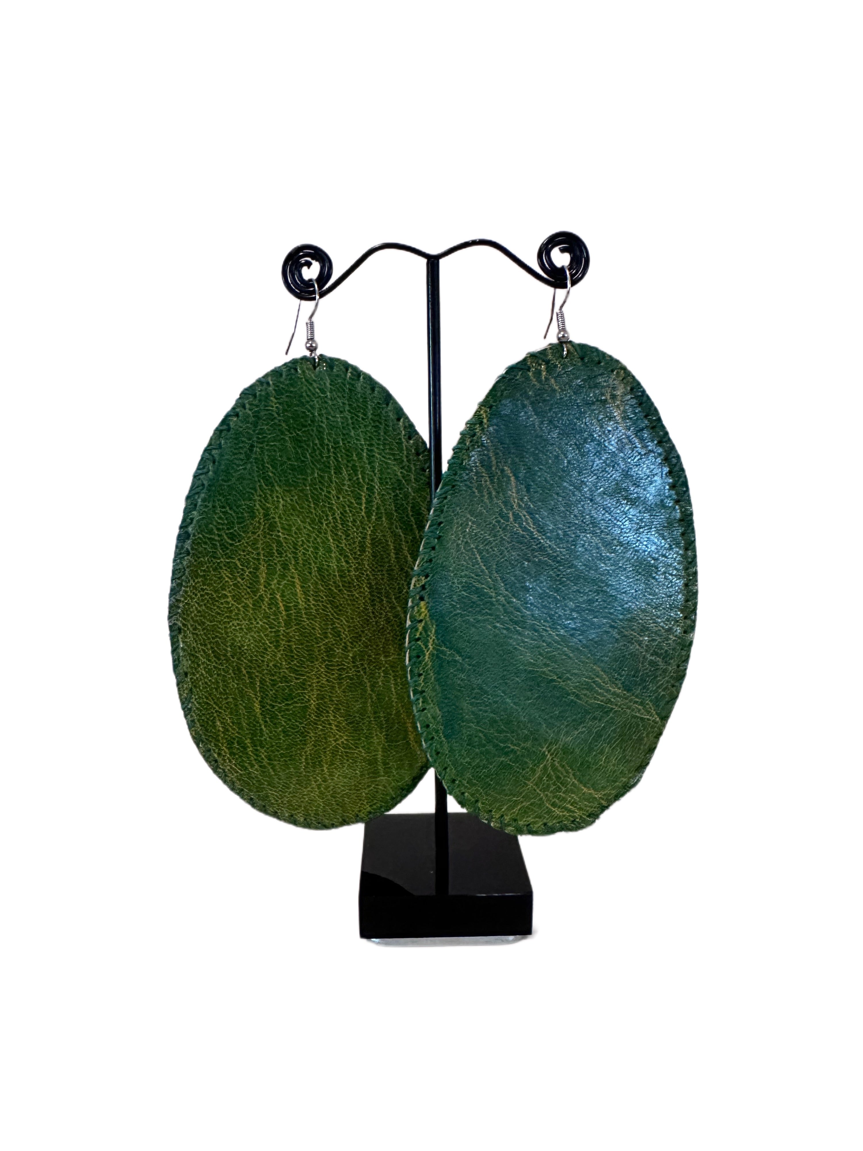 Large Oval Leather Earrings