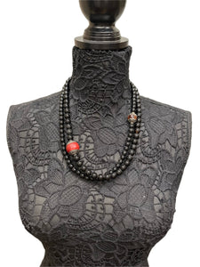 Black Onyx and Ruby Quartz Handmade Necklace