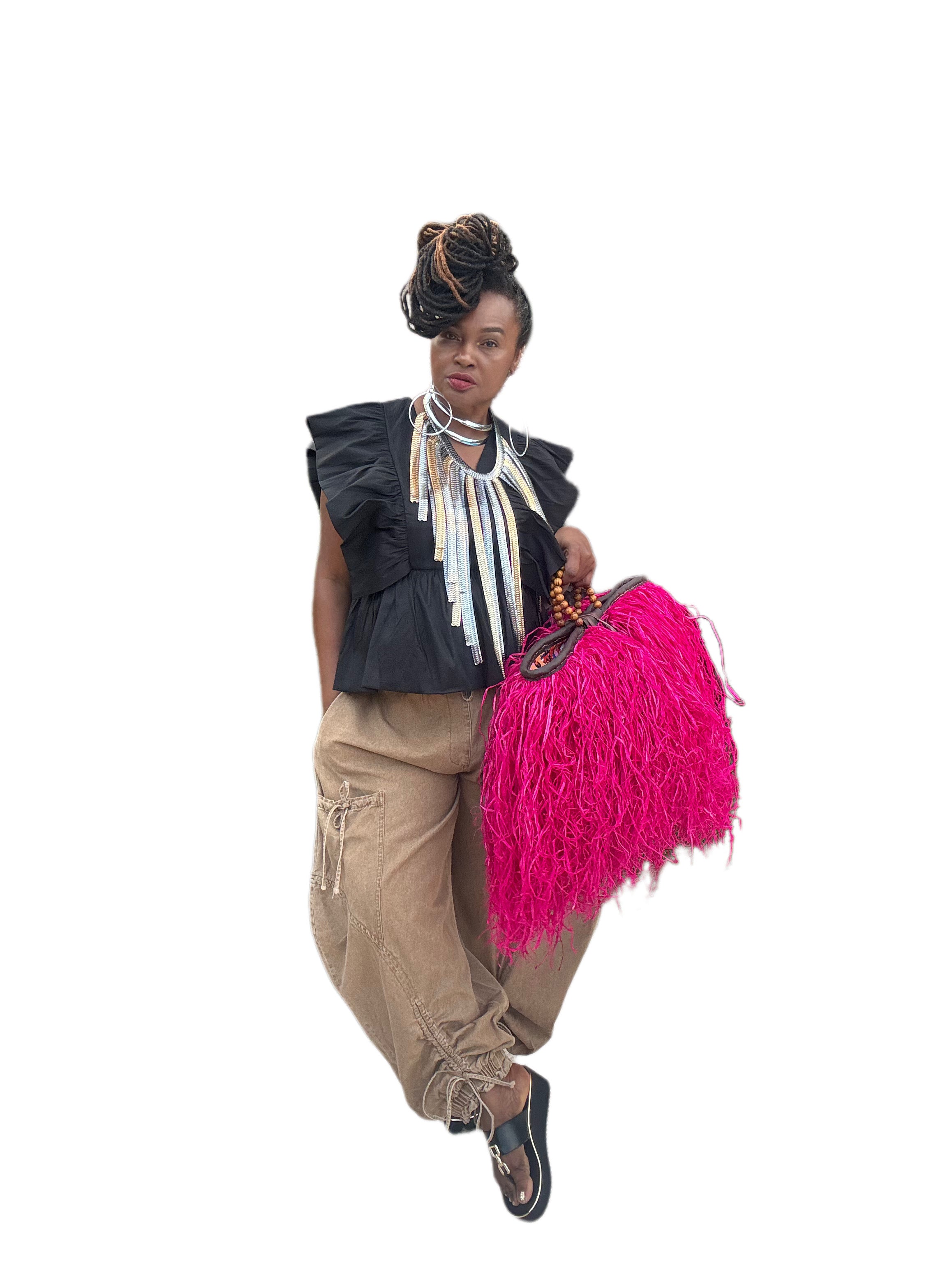 One of Kind Statement Raffia bag
