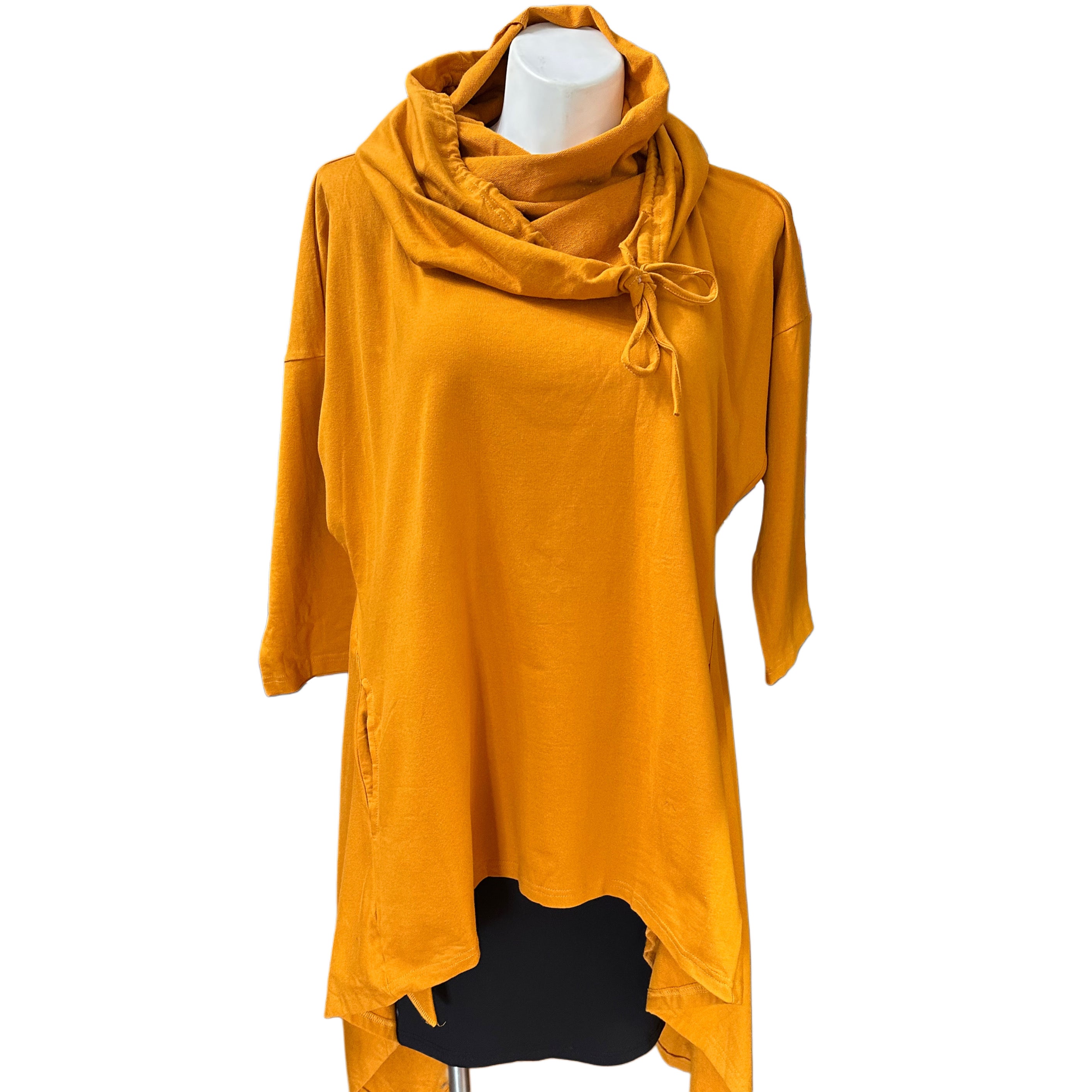Removable Collar Tunic Top Mustard
