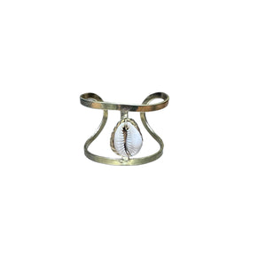 Single Cowrie Handmade Brass Cuff Bracelet
