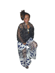 Cage Palazzo Blue Print