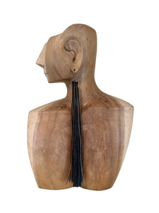Extra Long Leather Tassel Earrings Black