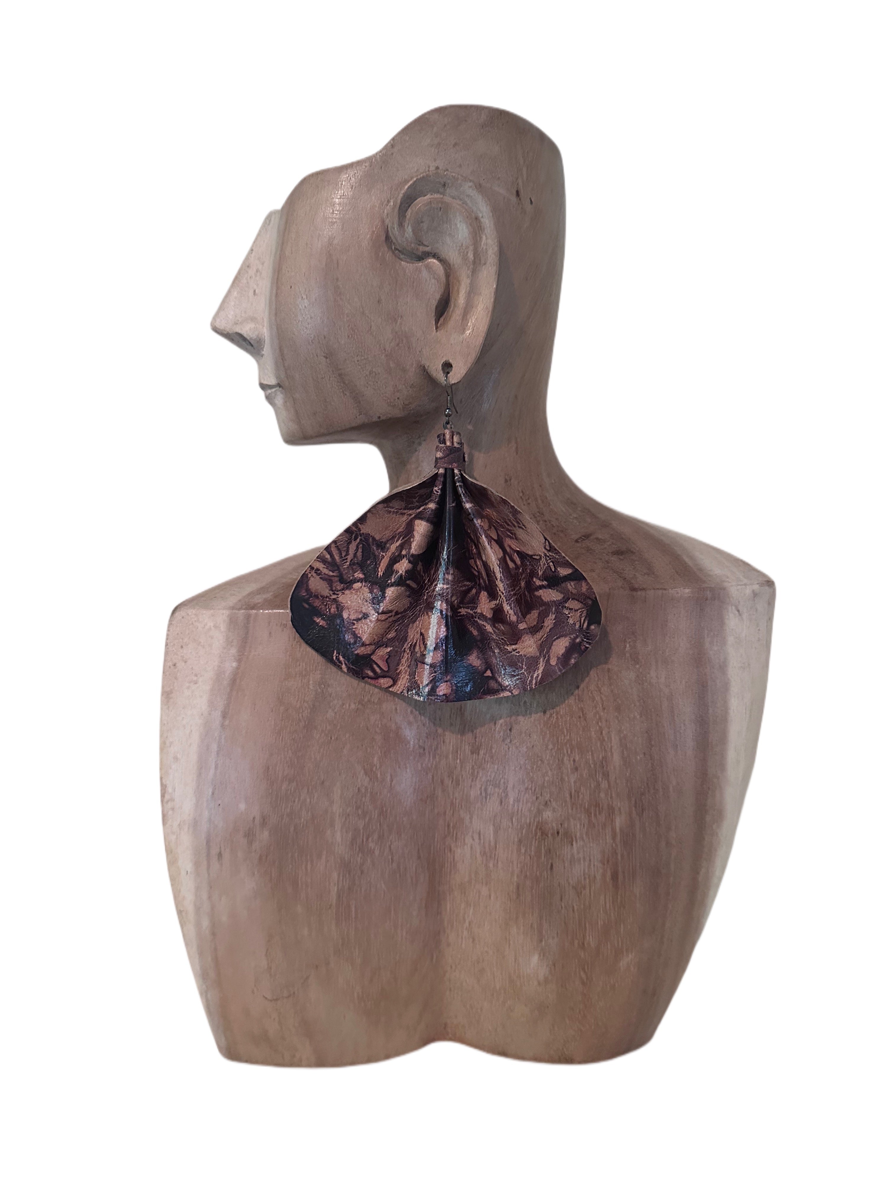 Large Leather Fan Earrings