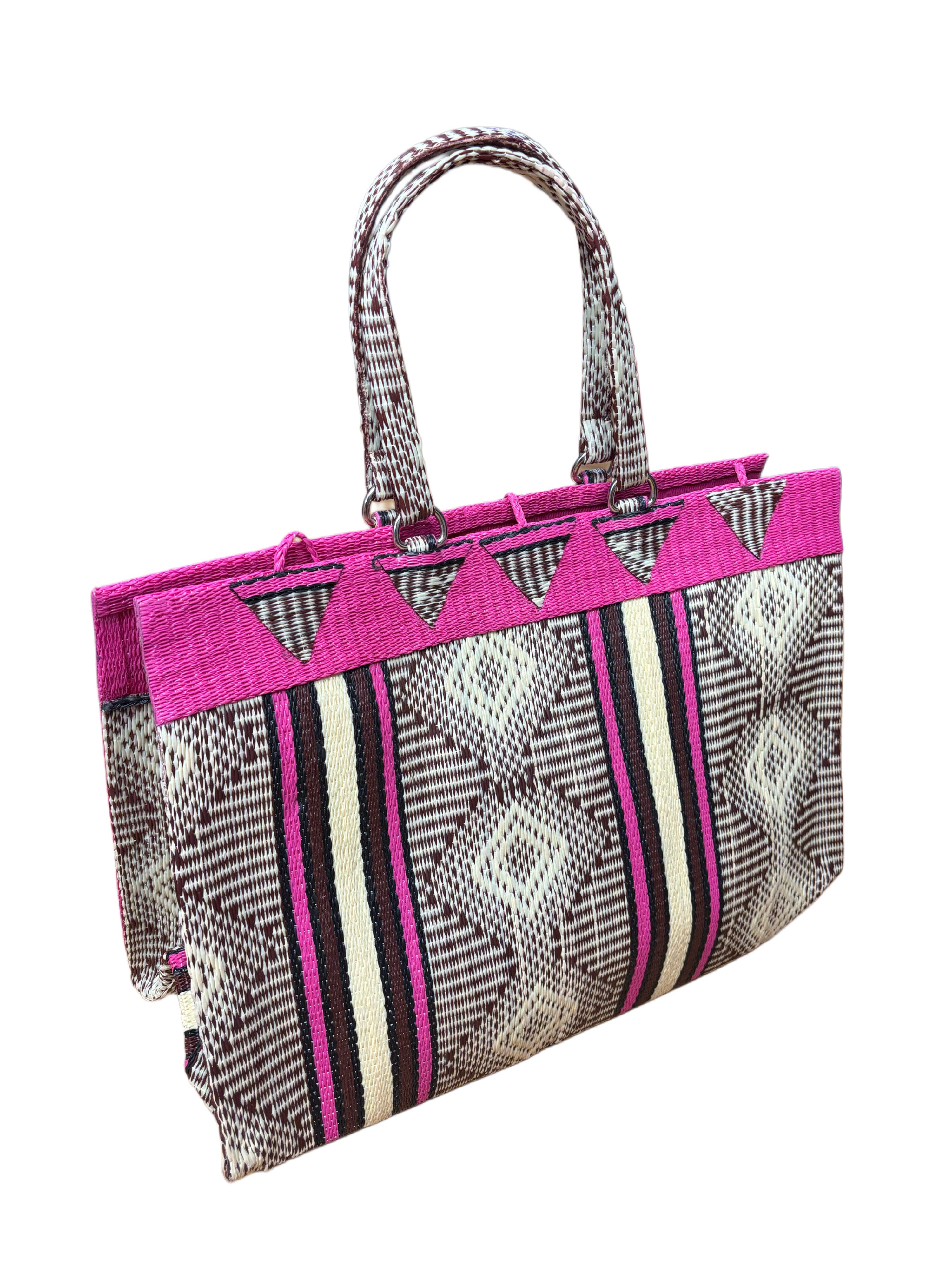 Red, Green & Black Handwoven Recycled Tote Bag