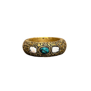 Handmade Brass Turquoise & Moonstone Bracelet