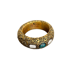 Handmade Brass Turquoise & Moonstone Bracelet