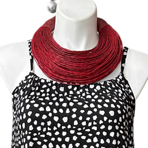Red Rolled Leather Necklace