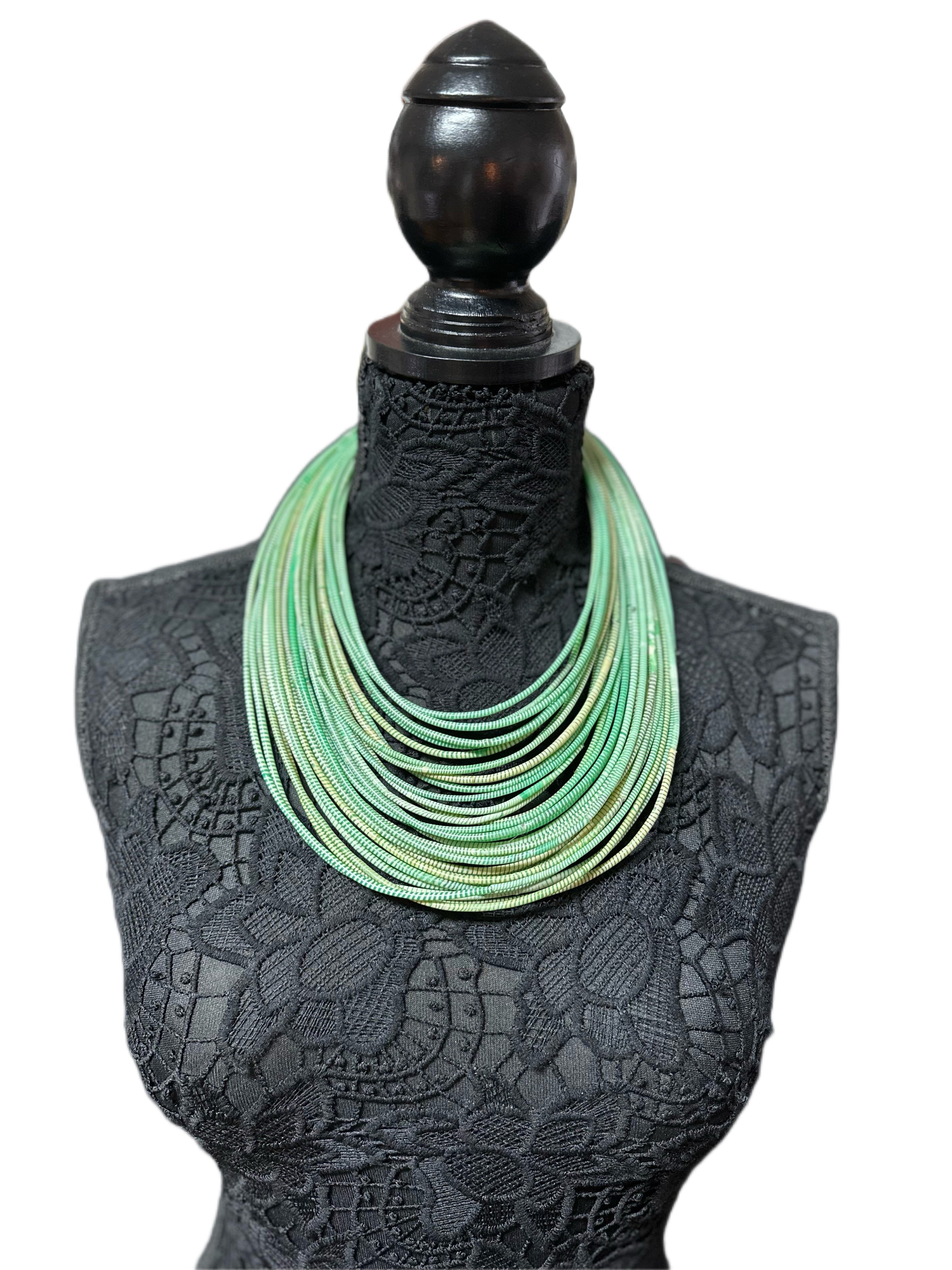Multi strand recycled plastic flip flop necklace and bracelets