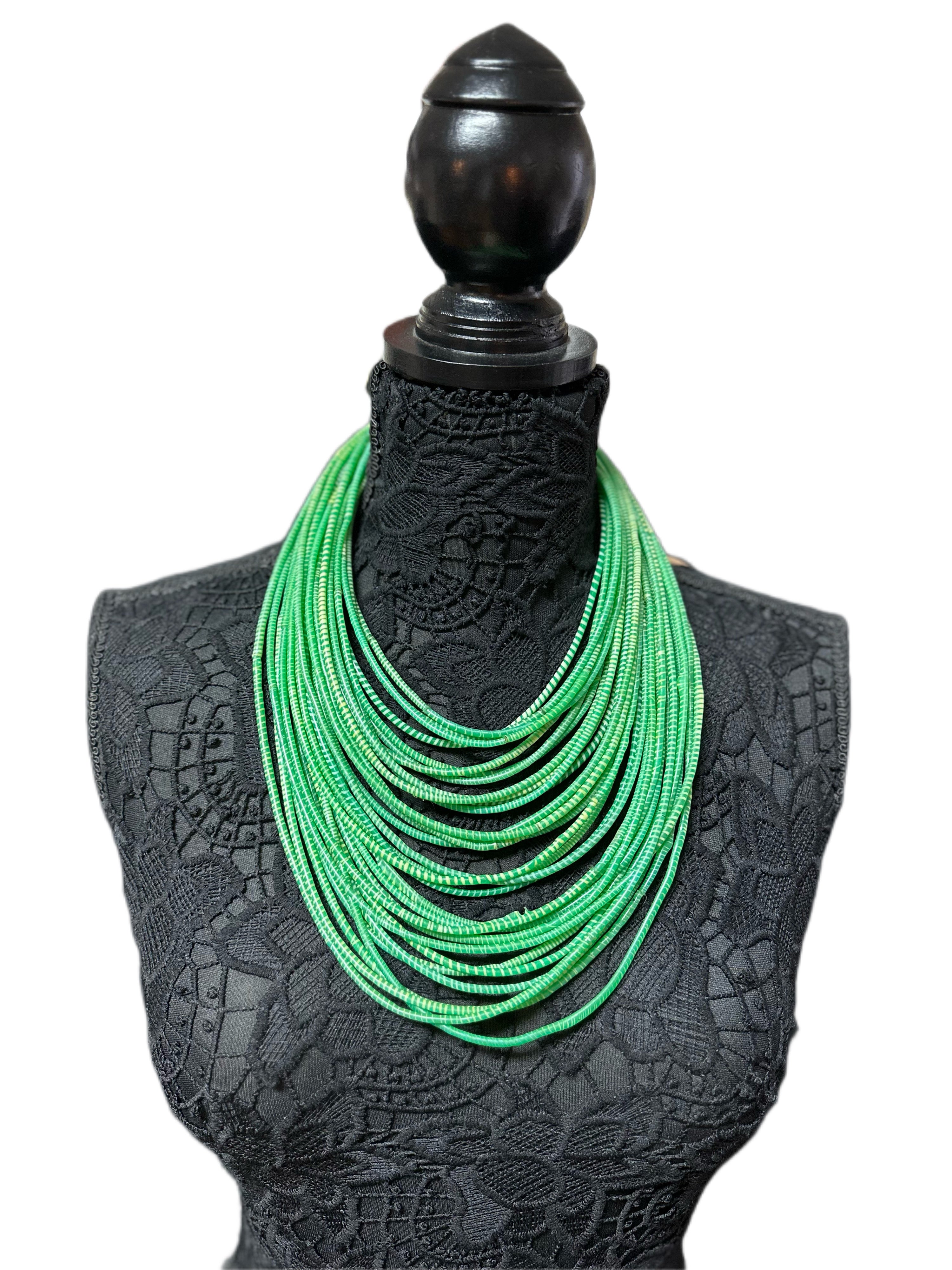 Multi strand recycled plastic flip flop necklace and bracelets