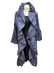 Ruffle Sleeve Open Duster