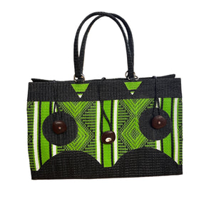 Black & Green Recycled Tote Bag