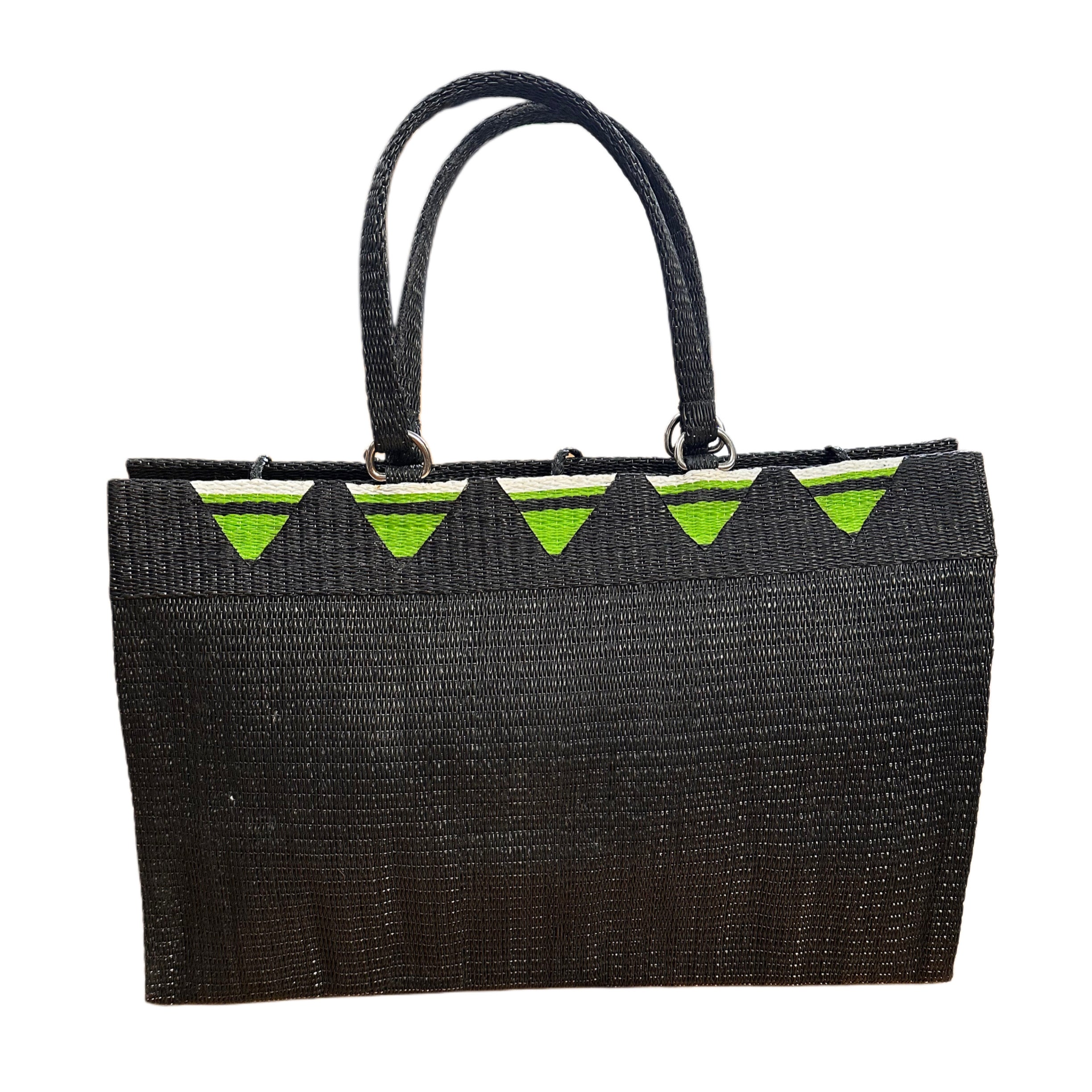 Black & Green Recycled Tote Bag