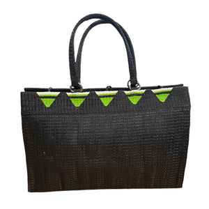 Black & Green Recycled Tote Bag