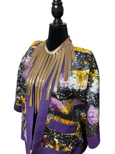 Purple Adire’ Aso OkeShort Kimono