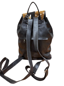 Handmade Leather Mud Cloth Backpack