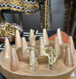 Large Handmade Brass Africa Outlined Ring